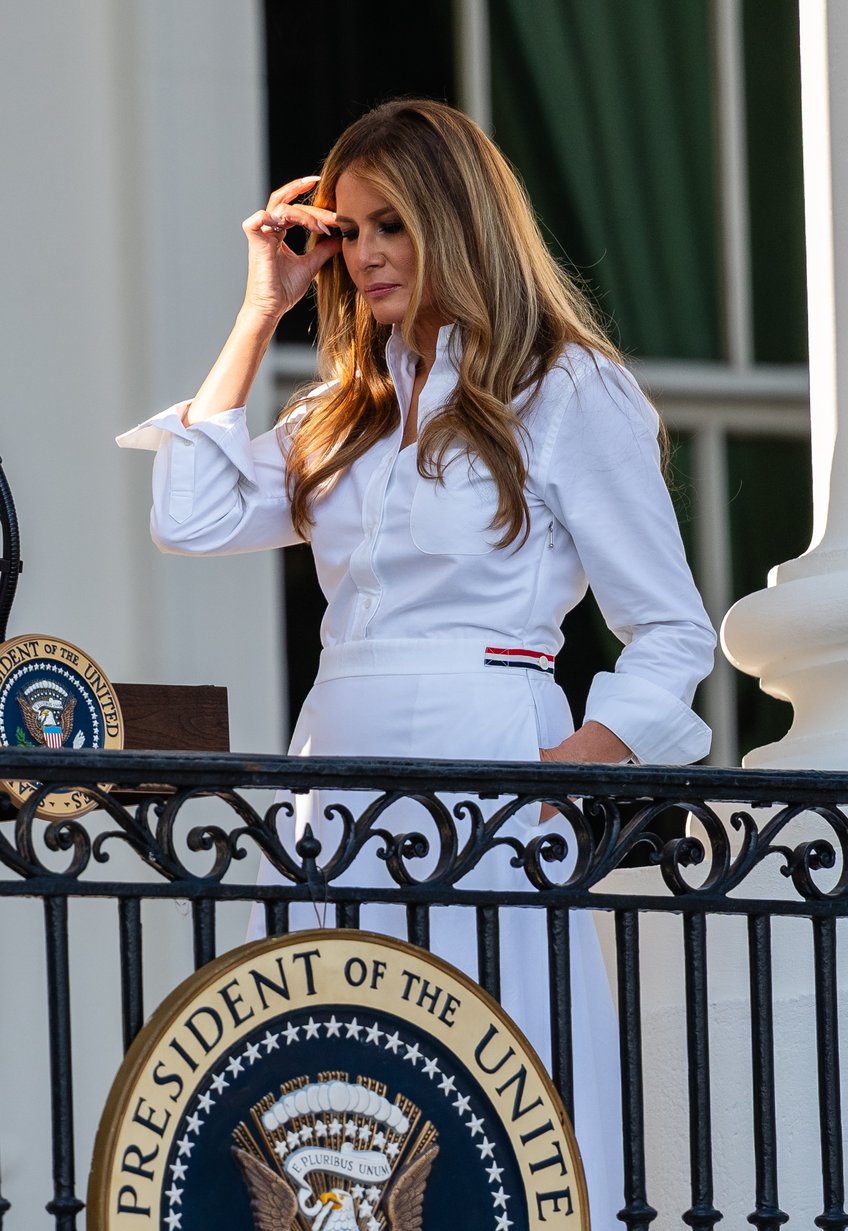 fashion notes melania trump spends 4th of july weekend in thom browne manolo blahniks