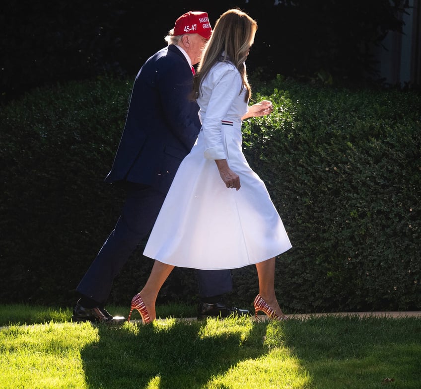 fashion notes melania trump spends 4th of july weekend in thom browne manolo blahniks