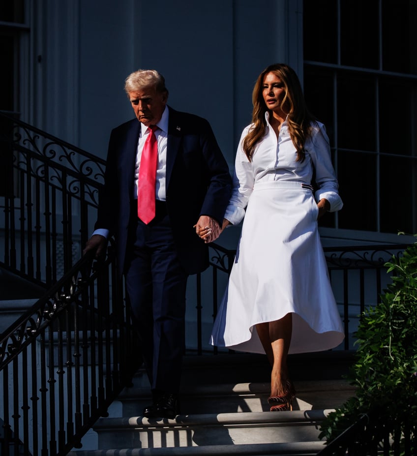fashion notes melania trump spends 4th of july weekend in thom browne manolo blahniks