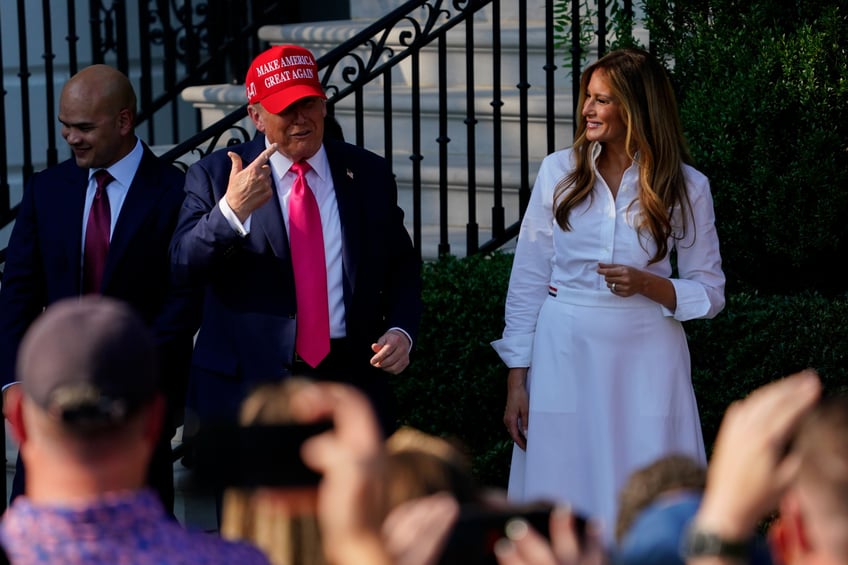 fashion notes melania trump spends 4th of july weekend in thom browne manolo blahniks