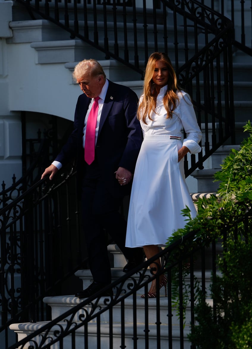fashion notes melania trump spends 4th of july weekend in thom browne manolo blahniks