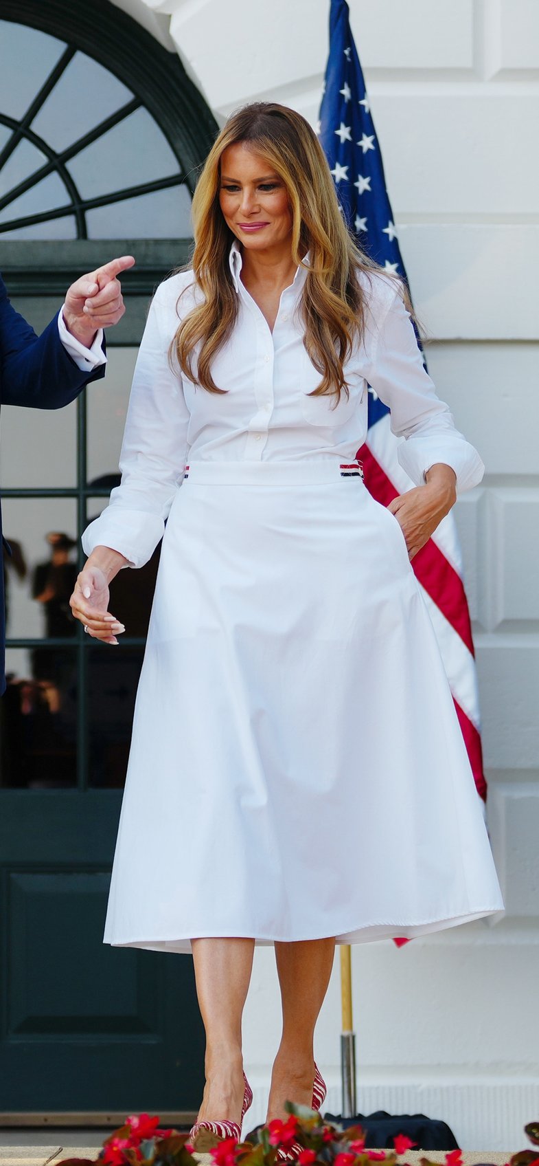 fashion notes melania trump spends 4th of july weekend in thom browne manolo blahniks