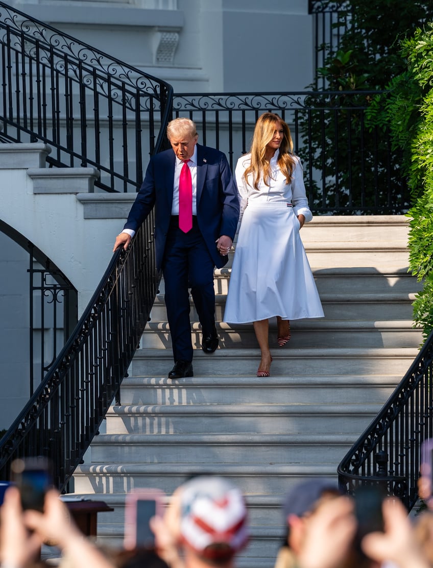 fashion notes melania trump spends 4th of july weekend in thom browne manolo blahniks