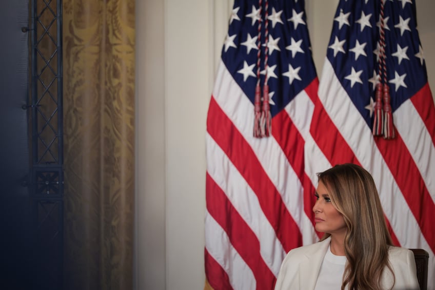 fashion notes melania trump wears dior bespoke herve pierre to unveil barbara bush postage stamp