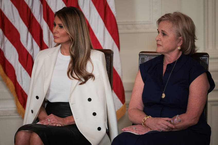 fashion notes melania trump wears dior bespoke herve pierre to unveil barbara bush postage stamp