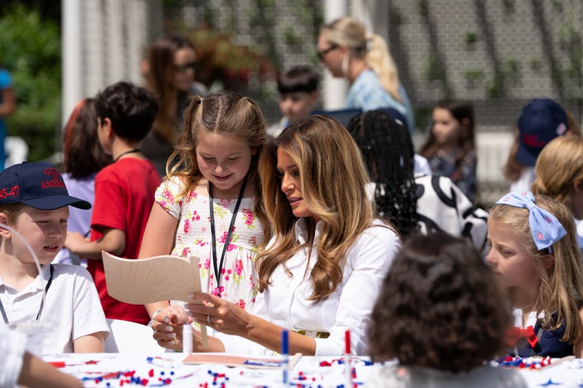 fashion notes melania trump wears off the runway michael kors to welcome kids to the kennedy garden