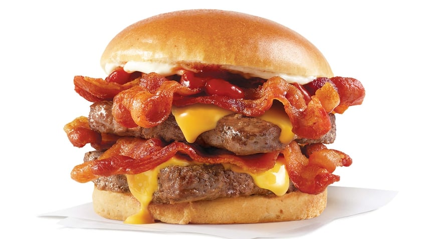 The Wendy's Baconator is shown on a white background.