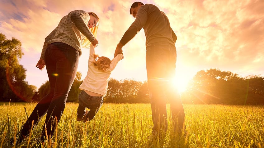 Happy family in park