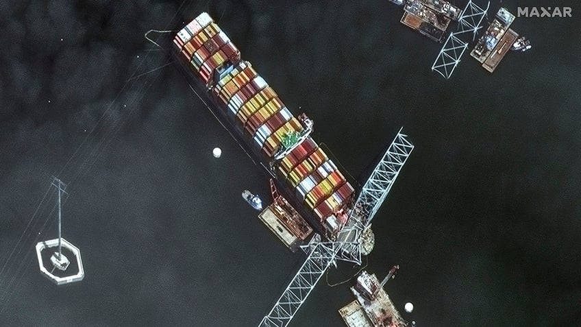 Baltimore bridge collapse aerial view