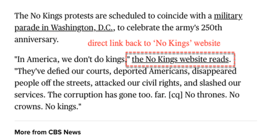 fcc complaint filed x users slam cbs for acting as pr megaphone for no kings color revolution