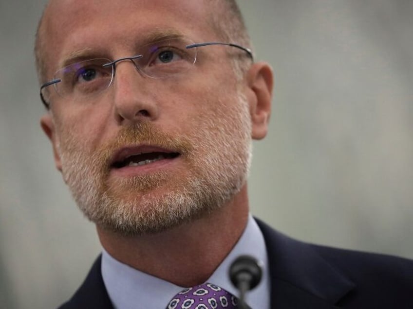 FILE - FCC commissioner Brendan Carr speaks during a Senate Commerce, Science, and Transpo