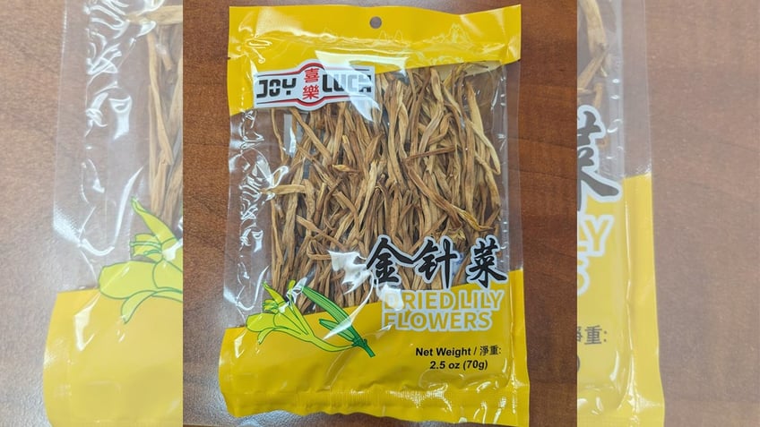 A 2.5-ounce bag of Joy Luck dried lily flowers that have been recalled.