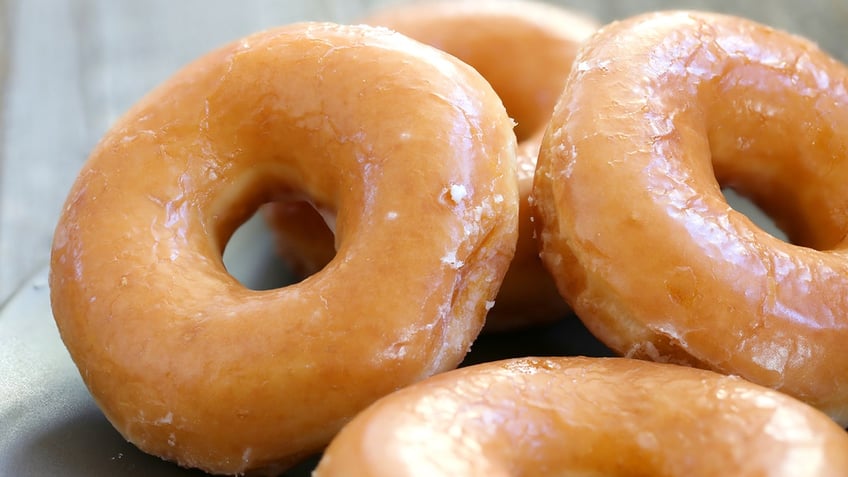 Glazed donuts background image. 