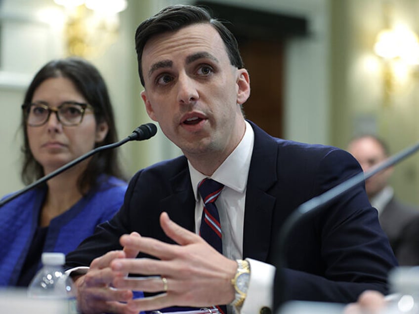 Federal Election Commission Chair Dara Lindenbaum (L) and Vice Chairman Sean Cooksey (R) t