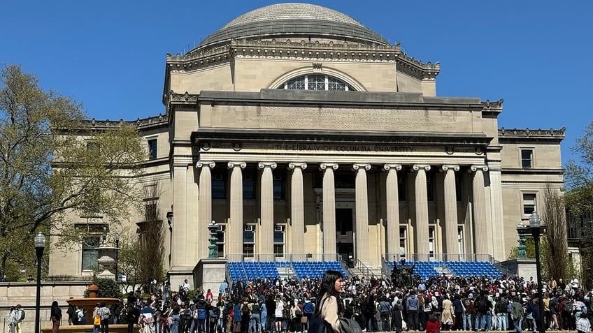 Anti-Israel agitators construct an encampment on Columbia University’s campus