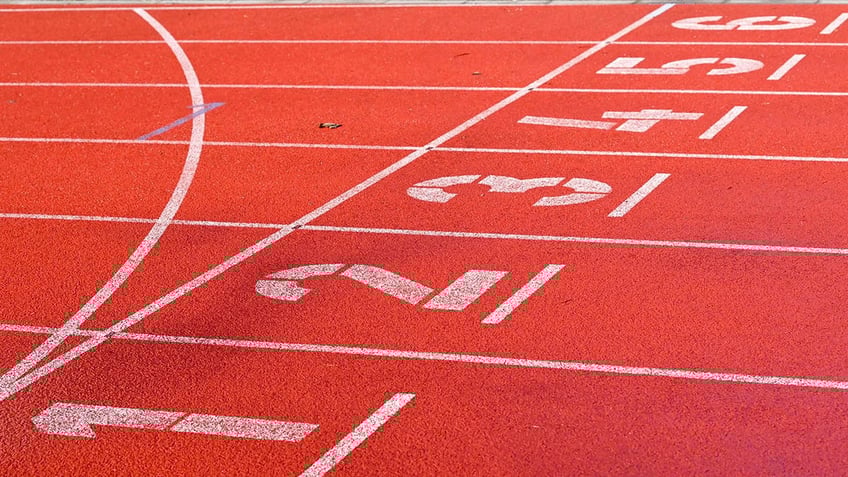 Starting lines of a race track