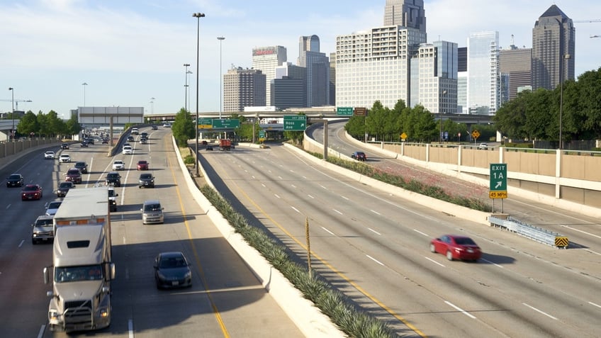 Traffic moves along U.S. Highway 75