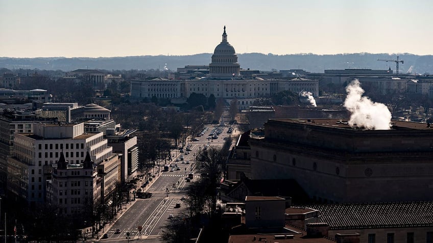 View of the Capitol and federal buildings in DC