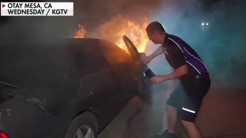 fedex driver recalls harrowing moment he pulled injured man from burning car on ca highway perfect timing