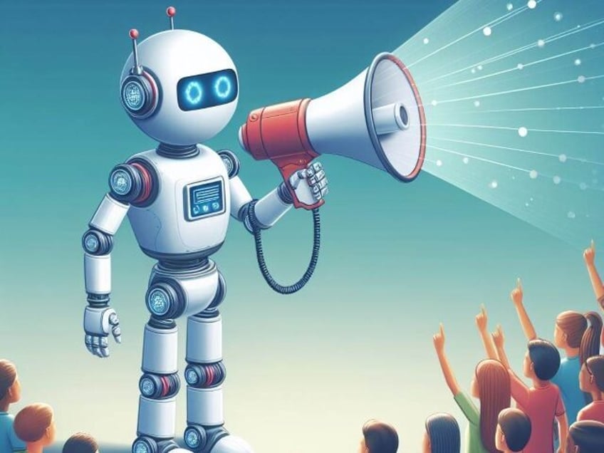 Robot using megaphone