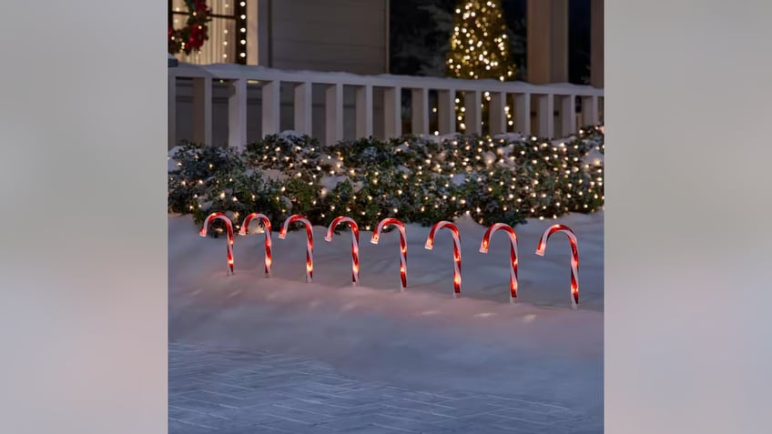 Candy canes are a fun addition to any Christmas light show. 