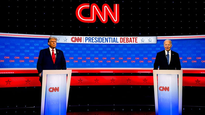 Trump and Biden on debate stage