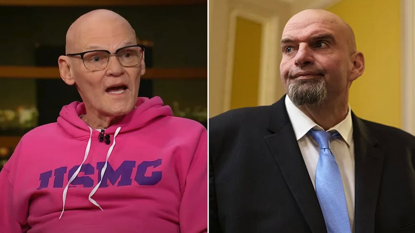 Democratic strategist James Carville and Sen. John Fetterman split image