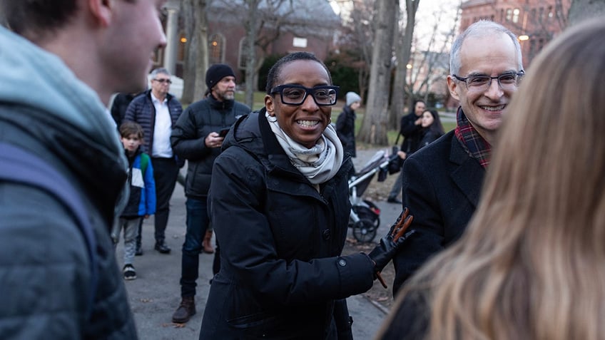 Harvard president at menorah lighting