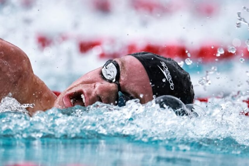 France's Leon Marchand competes in the 200m freestyle at the Tyr Pro Swim Series meetign i