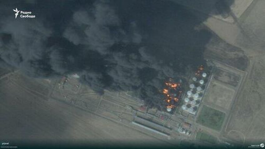 fire rages at large russian state oil depot still two days after ukraine drone attack