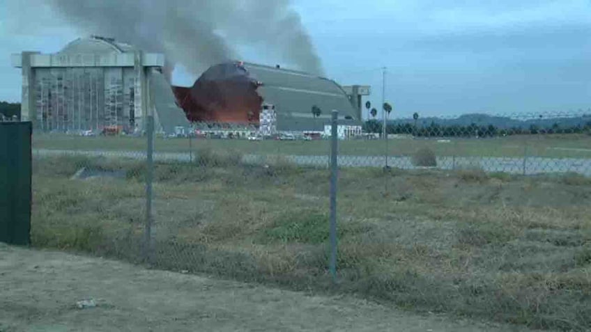 fire tears through historic wwii blimp hangar in southern california