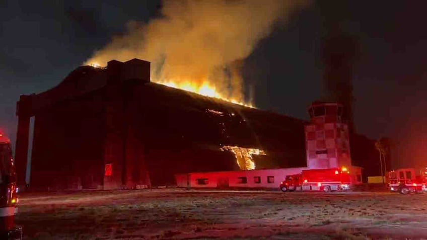 fire tears through historic wwii blimp hangar in southern california