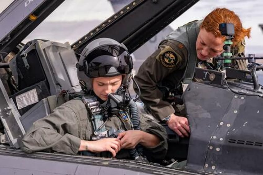 first active duty air force officer to compete for miss america dreams of being a top gun fighter pilot