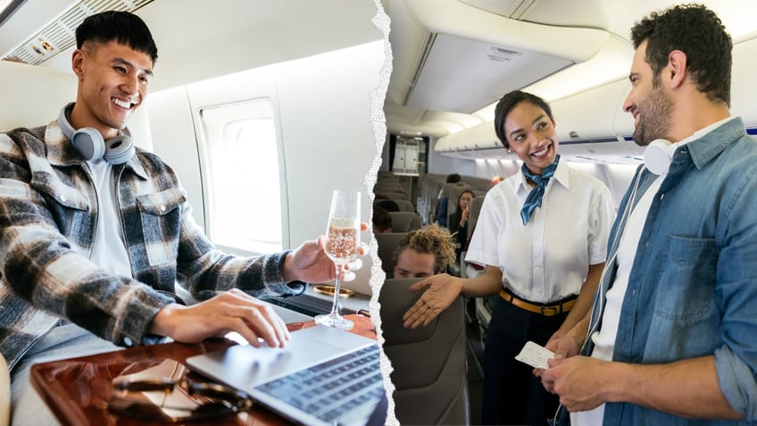 seat squatter stealing drink on flight