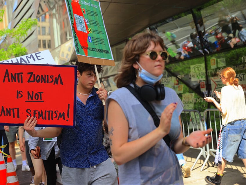 NEW YORK, UNITED STATES - MAY 8: Academicians at New School University holding Palestinian