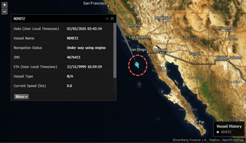 first spy plane now us navys nuclear powered aircraft carrier spotted off mexicos coast