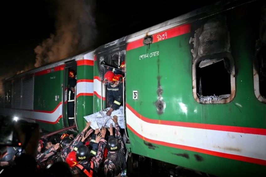 Bangladeshi officials said at least four coaches caught fire on the Benapole Express, which was arriving in the capital Dhaka from the western city of Jessore