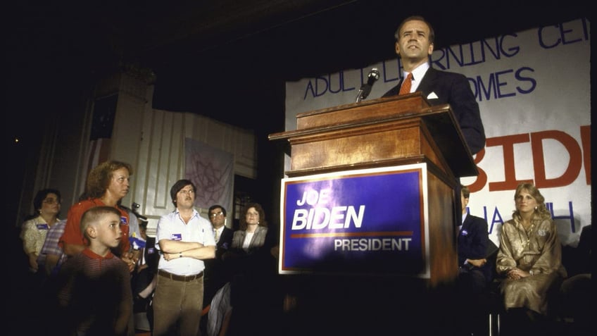 Joe Biden announces his bid for the 1988 Democrat presidential nomination.