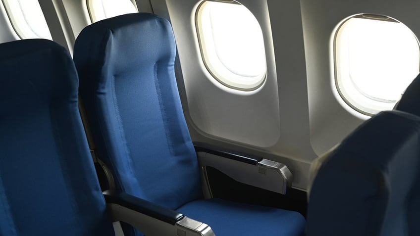 An empty airplane seat