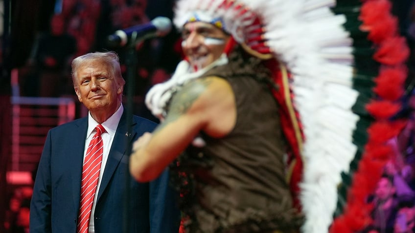 President-elect Donald Trump enjoys the Village People's YMCA at a rally ahead of the 60th Presidential Inauguration