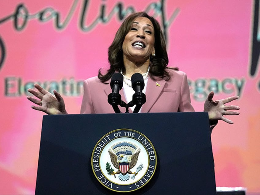 Vice President Kamala Harris speaks at the Alpha Kappa Alpha Sorority Inc. annual conventi