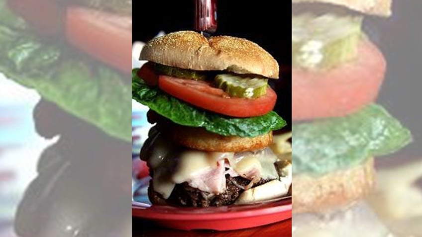 The Ocean Decker burger available at Ocean Deck Restaurant & Beach Club in Daytona Beach, Florida.