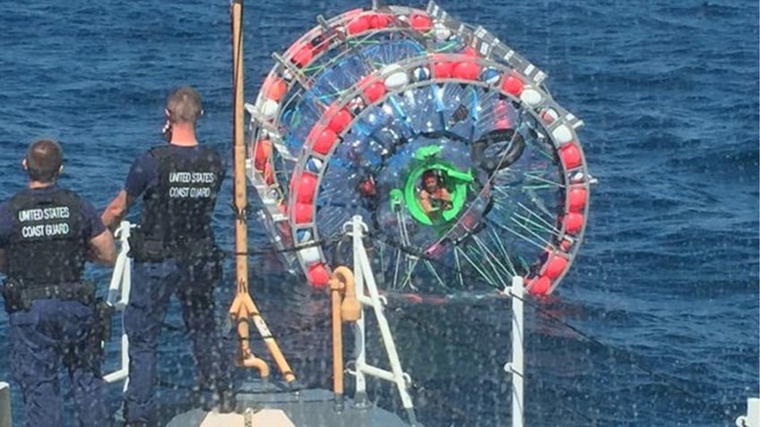 florida man arrested by coast guard for trying to cross atlantic in human sized hamster wheel