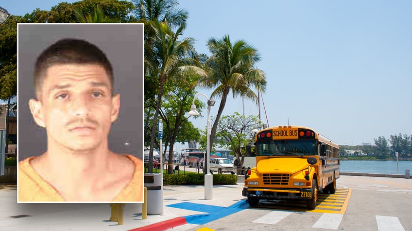 Split image of Daniel Saez over bus