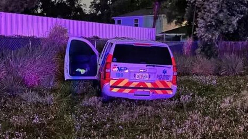 Crashed EMS vehicle