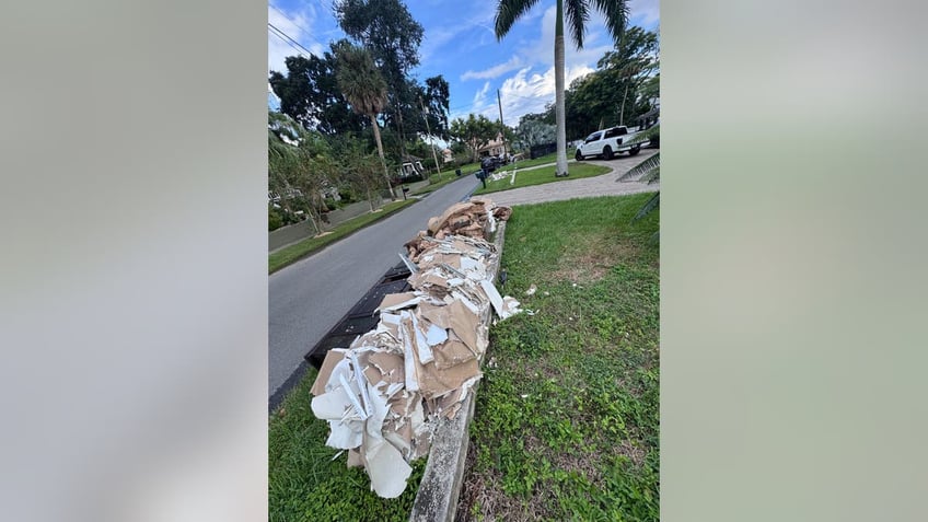 Hurricane Helene debris in Tampa, Florida