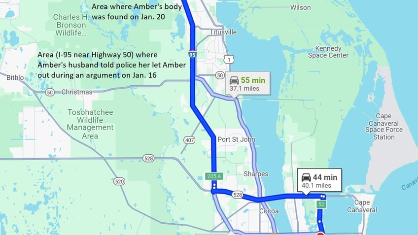 Distance between the start of the argument and where her body was found