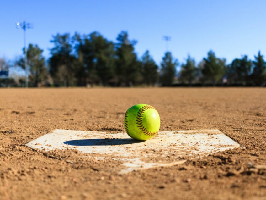 Softball in a softball field in California mountains