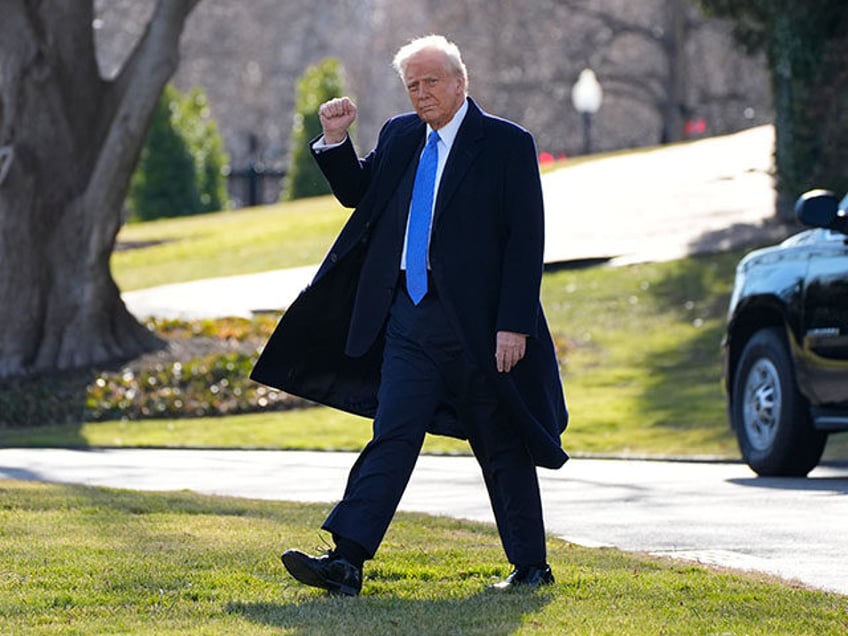 President Donald Trump walks to depart on Marine One from the South Lawn of the White Hous