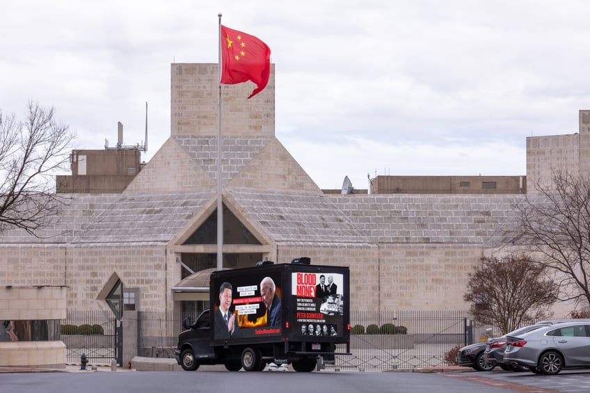 follow the money dc billboard truck hits biden for blood on his hands as america is burning at the hands of china